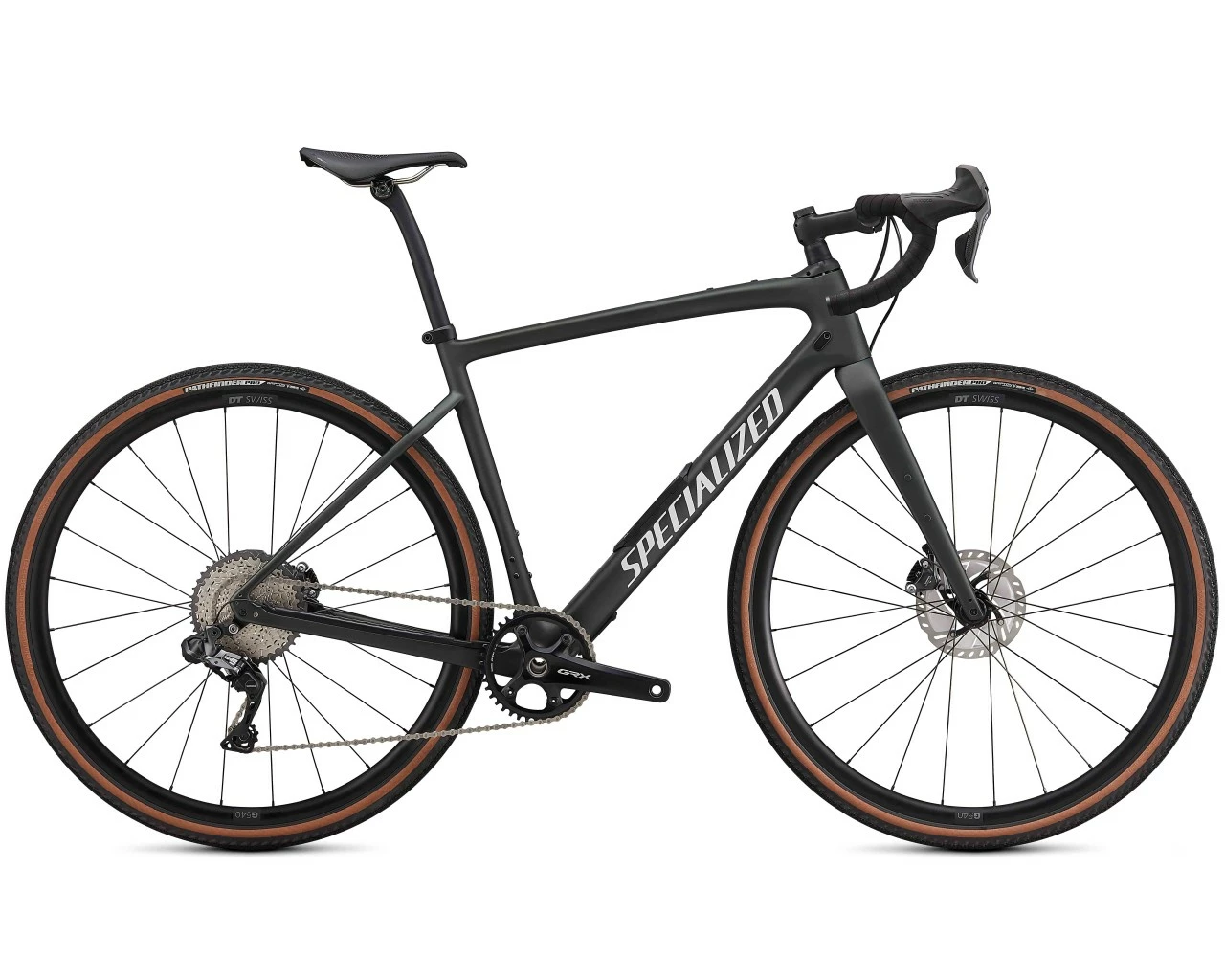 Specialized Diverge Expert Carbon - Gravel Bike 2021 | Satin Oak Green Metallic-gloss White-chrome-c