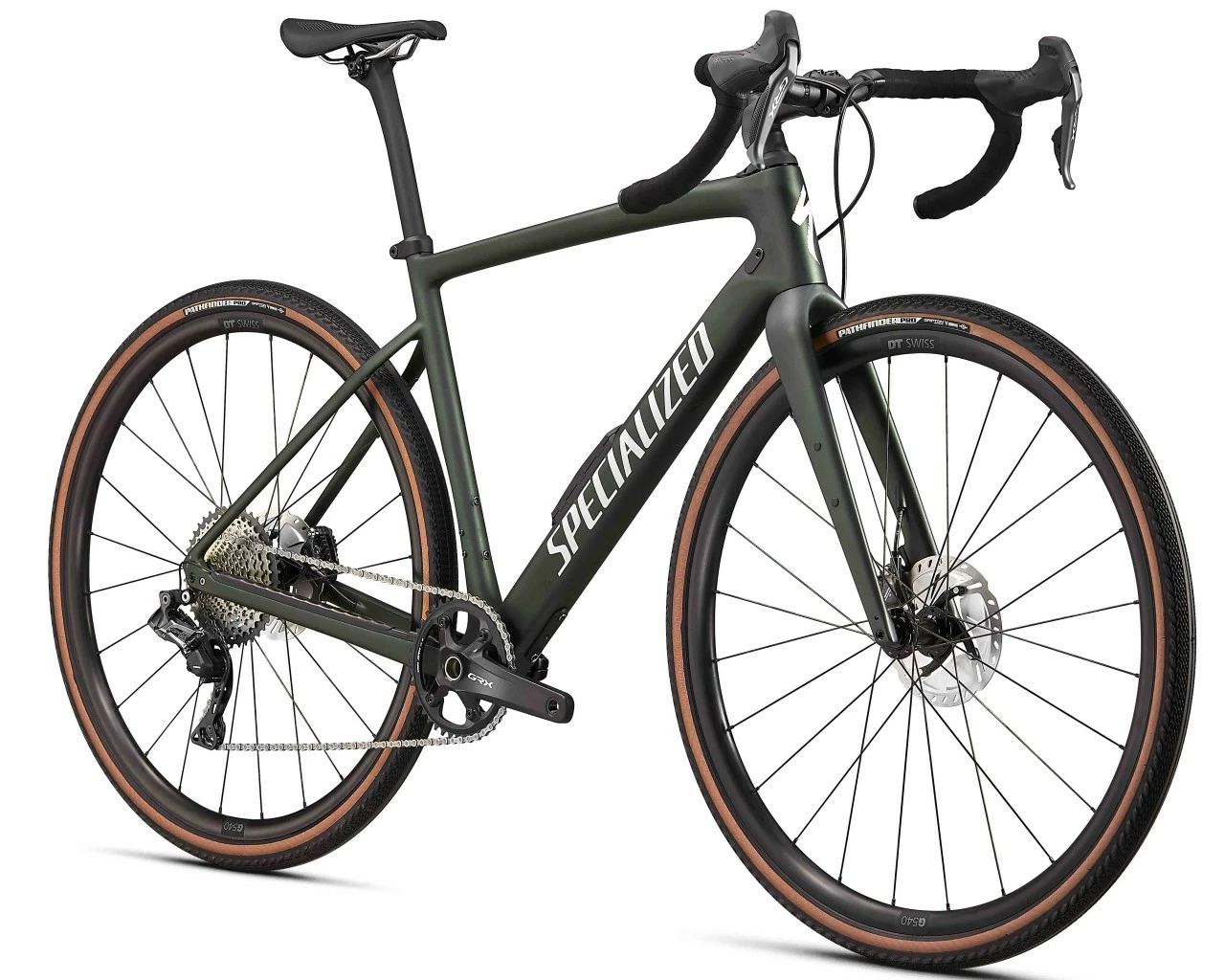 Specialized Diverge Expert Carbon - Gravel Bike 2021 | Satin Oak Green Metallic-gloss White-chrome-c – Bild 2