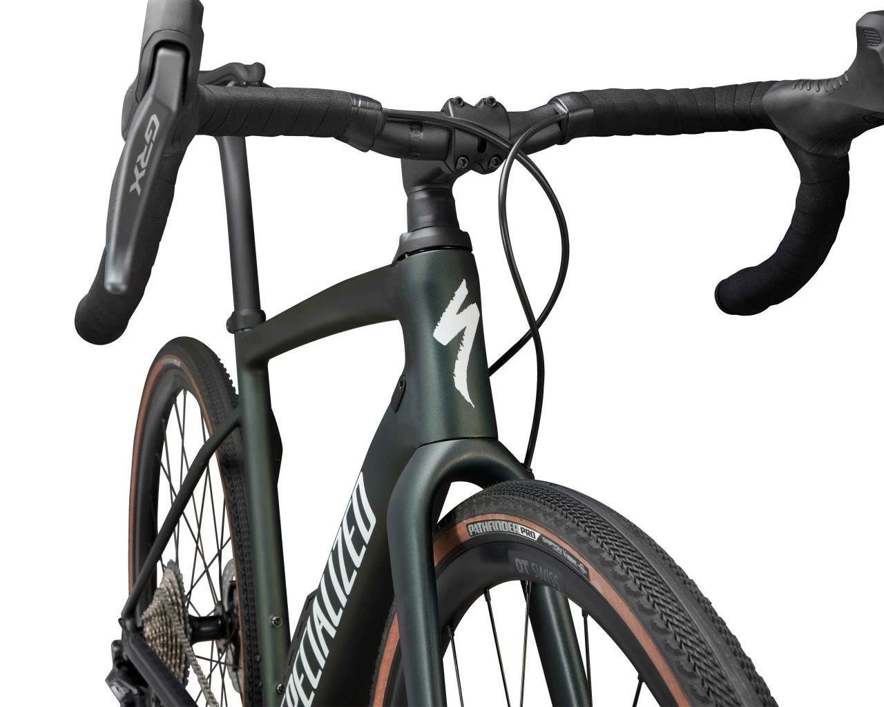 Specialized Diverge Expert Carbon - Gravel Bike 2021 | Satin Oak Green Metallic-gloss White-chrome-c – Bild 4